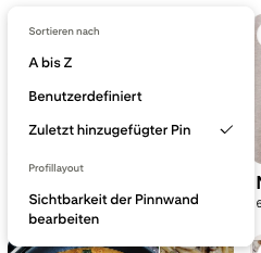 pinterest pinnwände sortieren